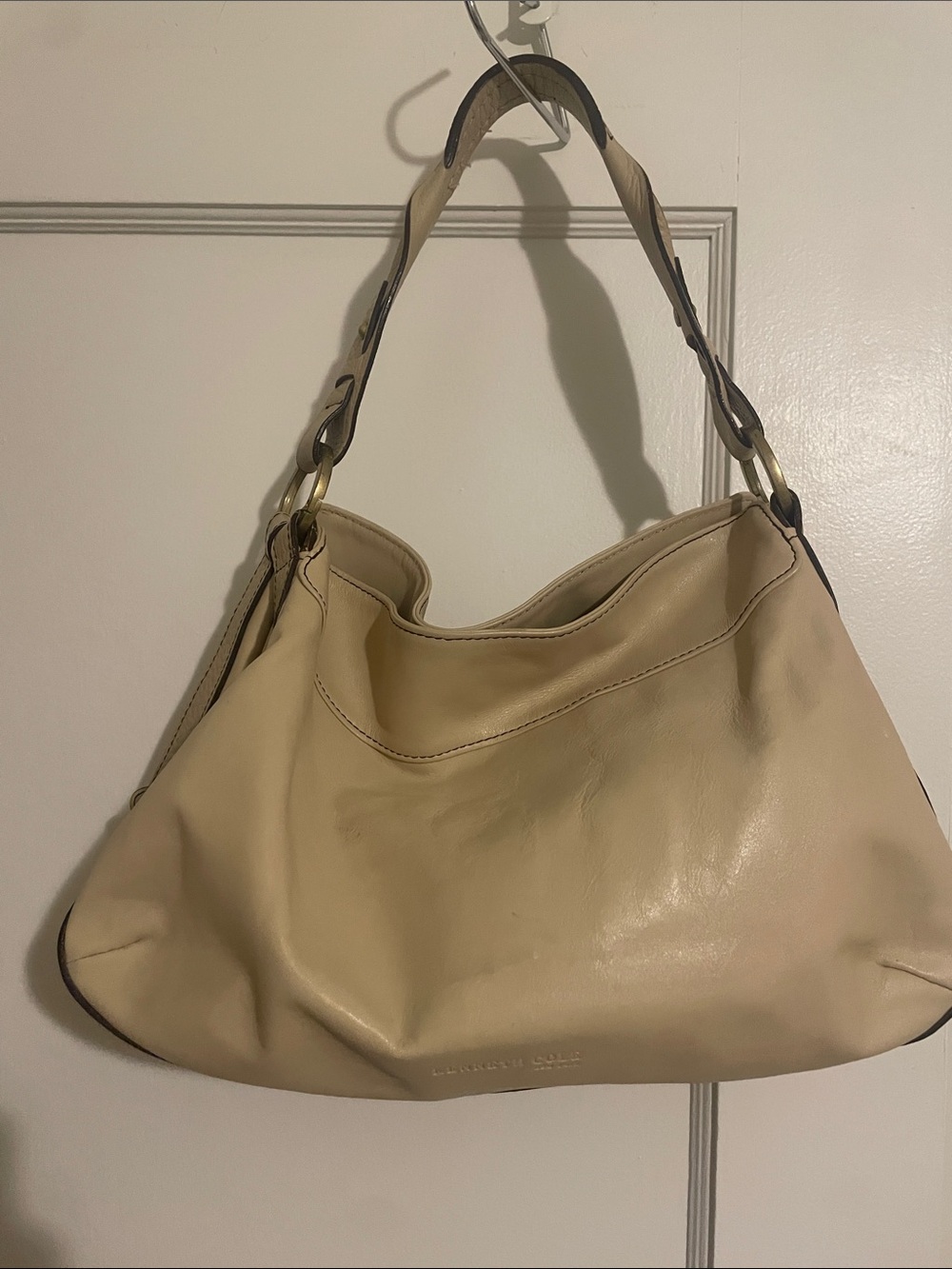 Kenneth Cole Cream Leather Shoulder Hobo